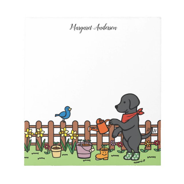 Bloc De Notas Notepad personalizada de jardinero negro de labrad (Frente)