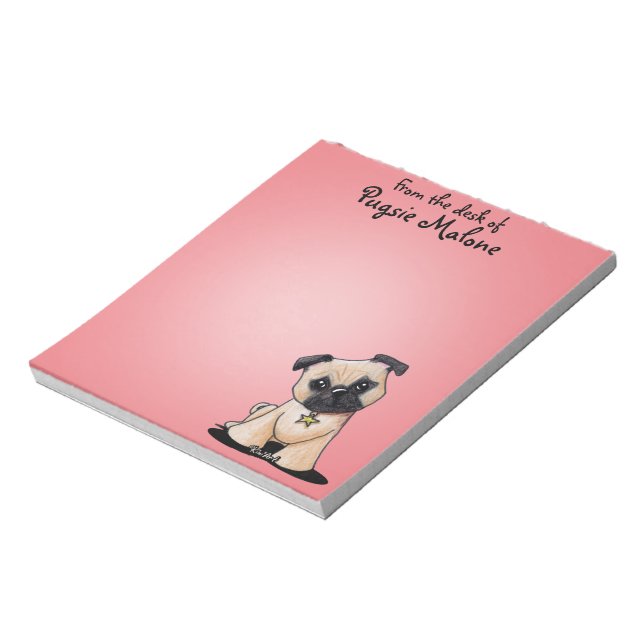 Bloc De Notas Notepad personalizada de KiniArt Pug (Lado Izquierdo)