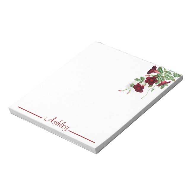 Bloc De Notas Notepad personalizada de las flores rojas (Lado Izquierdo)