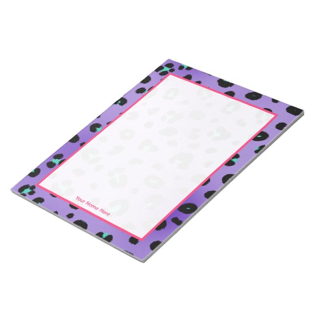 Bloc De Notas Notepad personalizada de Purple Leopard (Lado Derecho)