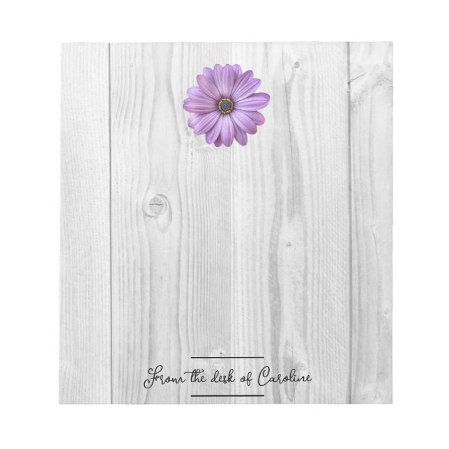 Bloc De Notas Notepad personalizada Rustic Purple Daisy (Frente)