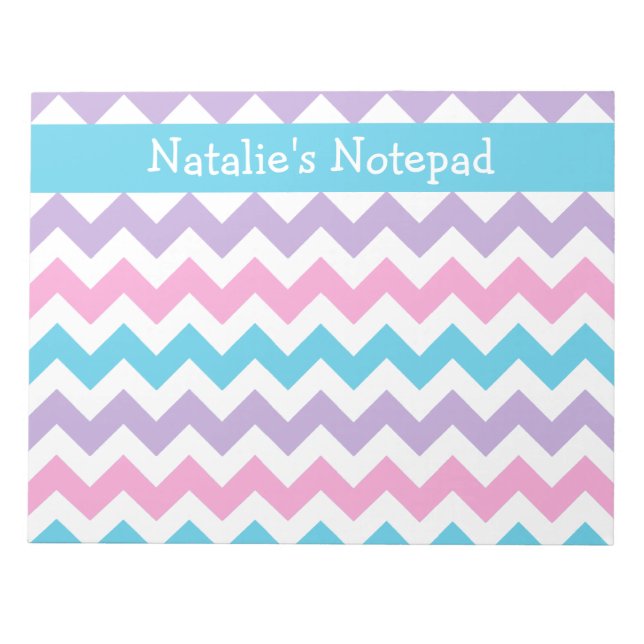 Bloc De Notas Notepad personalizado, azul, rosa, caoba (Frente)