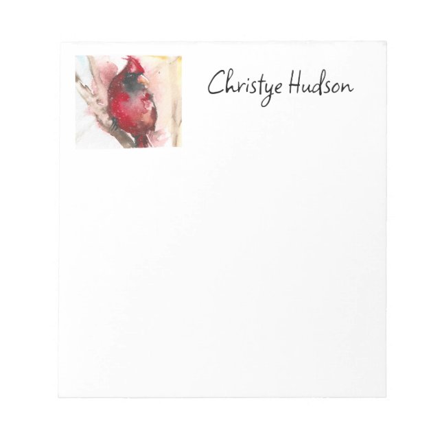 Bloc De Notas Notepad personalizado, cardenal acuarela (Frente)