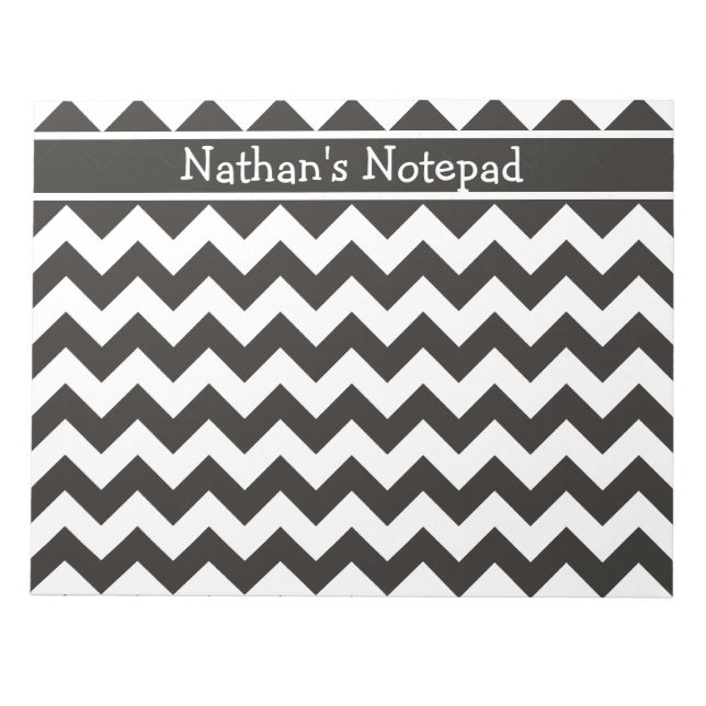 Bloc De Notas Notepad personalizado, cheurones blancos y negros (Frente)