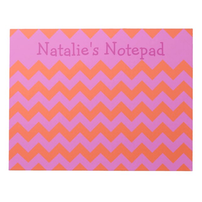 Bloc De Notas Notepad personalizado, Chevrons magenta y Naranja  (Frente)