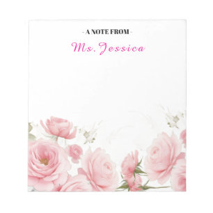 Bloc De Notas Notepad personalizado con flores, floral personali