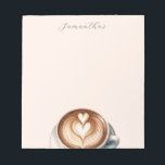 Bloc De Notas Notepad personalizado con latte<br><div class="desc">Manténgase organizado y agregue un toque de encanto inspirado en el café a sus notas diarias con nuestro Bloc de notas personalizado sobre el café. Con un delicioso ilustracion acuático de una taberna con espuma en forma de corazón, este bloc de notas es perfecto para los amantes del café. Personalizar...</div>