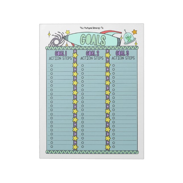 Bloc De Notas Notepad Personalizado de Aliens Goal Planner (Lado Izquierdo)