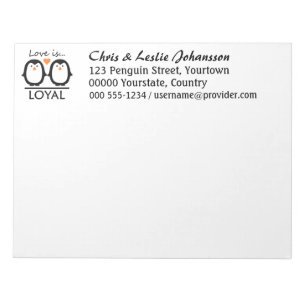 Bloc De Notas Notepad personalizado de amor de Penguin