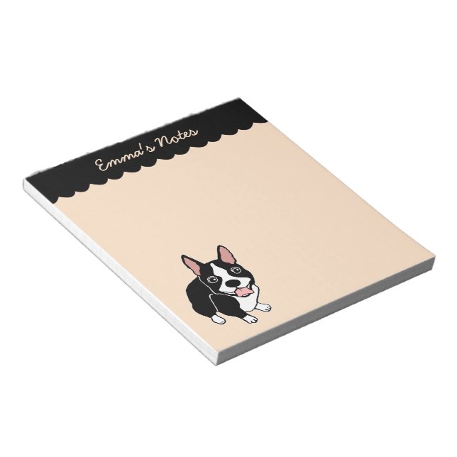 Bloc De Notas Notepad Personalizado de Boston Terrier de 5,5" x  (Lado Derecho)