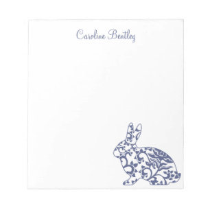 Bloc De Notas Notepad personalizado de Chinoiserie Bunny Rabbit