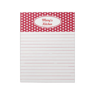 Bloc De Notas Notepad personalizado de cocina roja