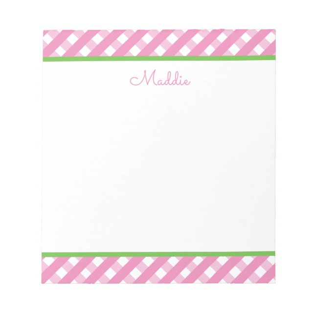 Bloc De Notas Notepad personalizado de Cute Gingham (Frente)