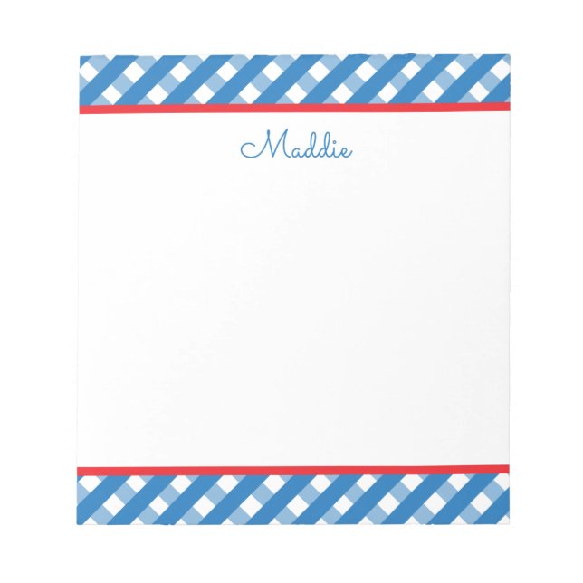 Bloc De Notas Notepad personalizado de Cute Gingham (Frente)