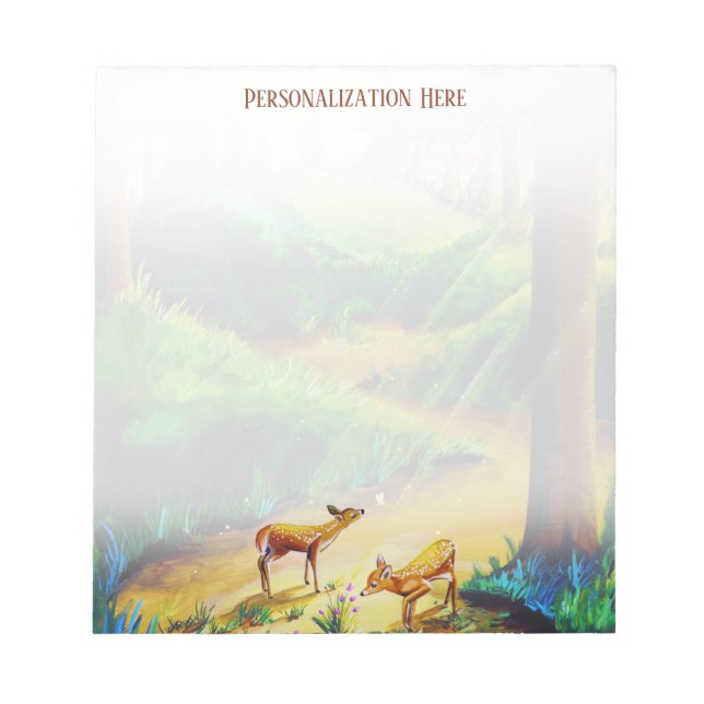 Bloc De Notas Notepad Personalizado De Dos Fawns De Woodland (Frente)