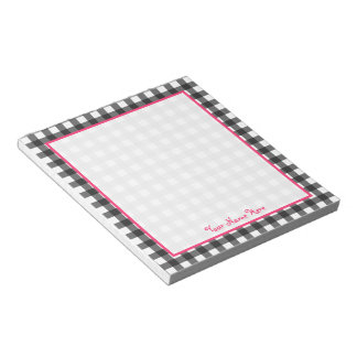 Bloc De Notas Notepad personalizado de Gray Gingham
