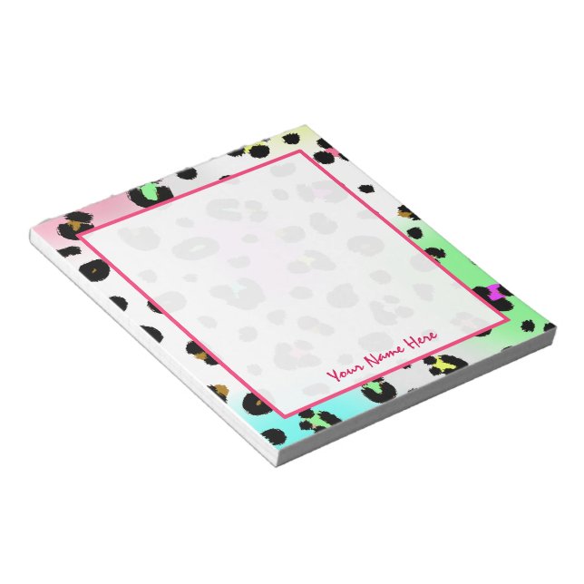 Bloc De Notas Notepad personalizado de Neon Leopard (Lado Derecho)