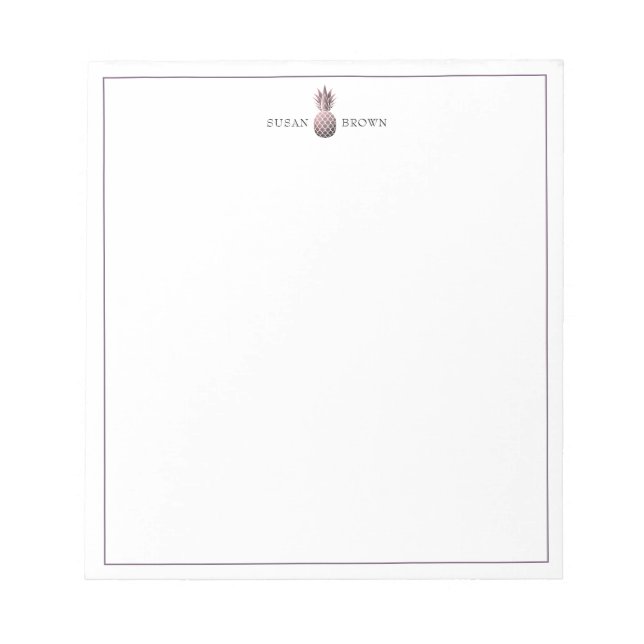 Bloc De Notas Notepad personalizado de piña de oro Rosa moderno (Frente)