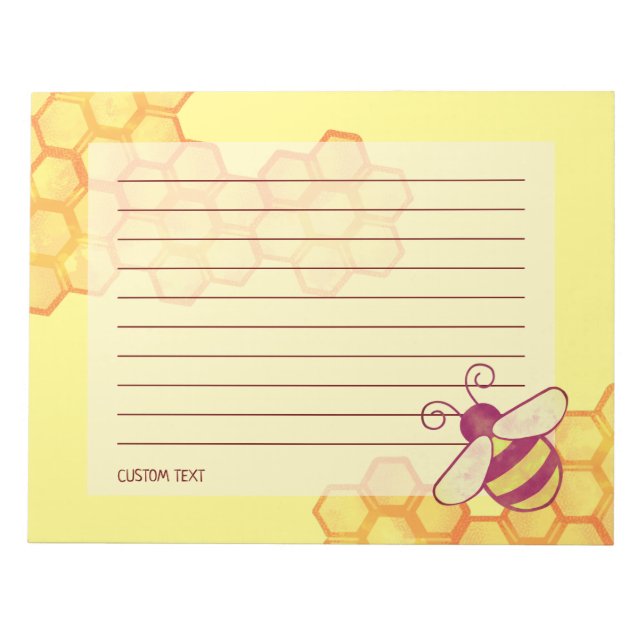 Bloc De Notas Notepad Personalizado de Sweet Bee Honeycomb (Frente)