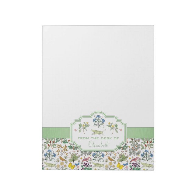 Bloc De Notas Notepad Personalizado del Jardín de Voysey Apothec (Lado Izquierdo)