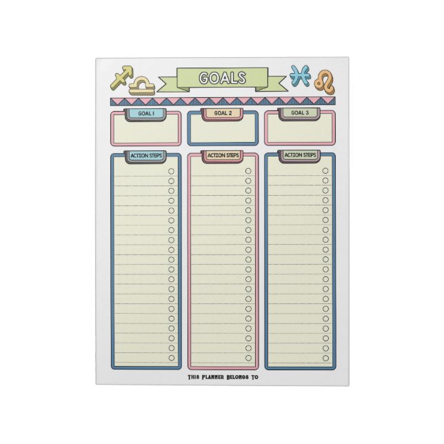 Bloc De Notas Notepad Personalizado del planificador de objetivo (Lado Izquierdo)