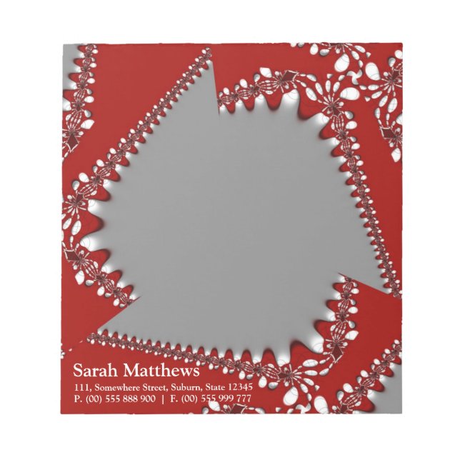 Bloc De Notas Notepad Personalizado Fractal Twist Red+Silver (Frente)
