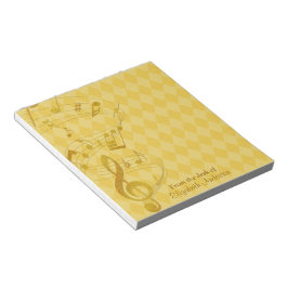 Bloc De Notas Notepad personalizado Harlequin Gold Music Notes