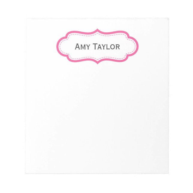 Bloc De Notas Notepad personalizado rosado moderno (Frente)