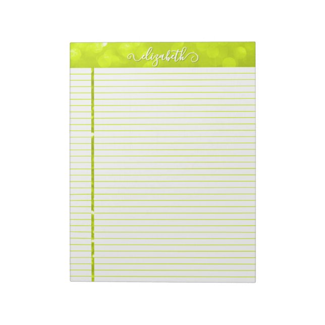 Bloc De Notas Notepad purpurina en Chartreuse (Lado Izquierdo)