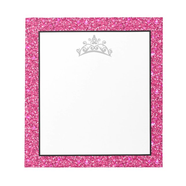 Bloc De Notas Notepad Purpurina rosa de la Corona de Tiara (Frente)