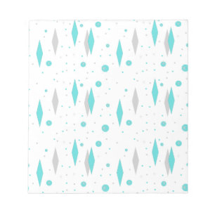Bloc De Notas Notepad retro turquesa de diamantes y Starburst