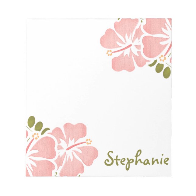 Bloc De Notas Notepad rosado Hibiscus personalizado (Frente)