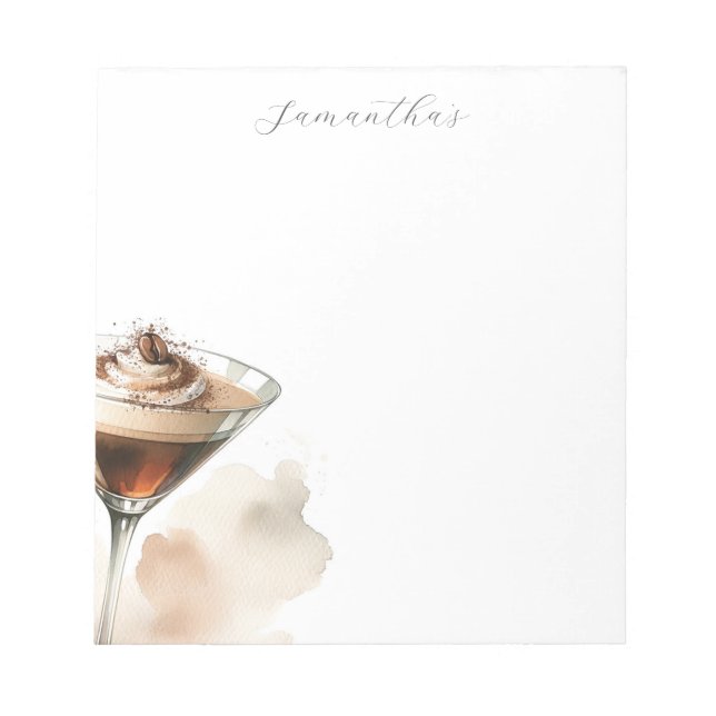 Bloc De Notas Notepad temática Espresso Martini personalizada (Frente)