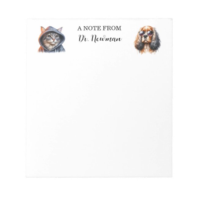 Bloc De Notas Notepad veterinario personalizado de Mascotas de G (Frente)