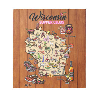 Bloc De Notas Notepad -Wisconsin Supper Club Map