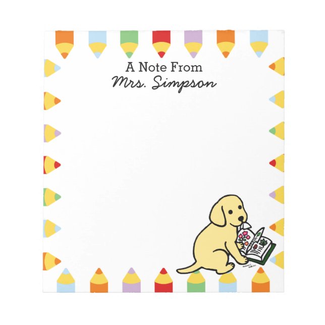 Bloc De Notas Notepads de labrador amarillo curioso personalizad (Frente)