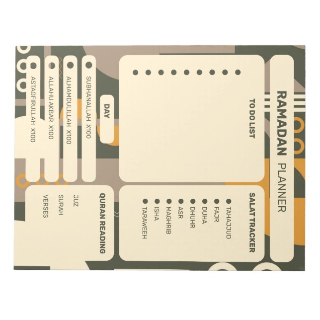 Bloc De Notas Notepads de planificadores de Ramadán geométricos  (Frente)