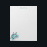 Bloc De Notas Notepads personalizados Turtle acuarela<br><div class="desc">Encantador y costero,  este bloc de notas personalizado muestra su nombre familiar o monograma en una tipografía con letras a mano con mi tortuga marina original arte acuarela Perfecto para bodas o sus notas de verano. Para ver más diseños de papelería lindos como este,  visite www.zazzle.com/dotellabelle</div>