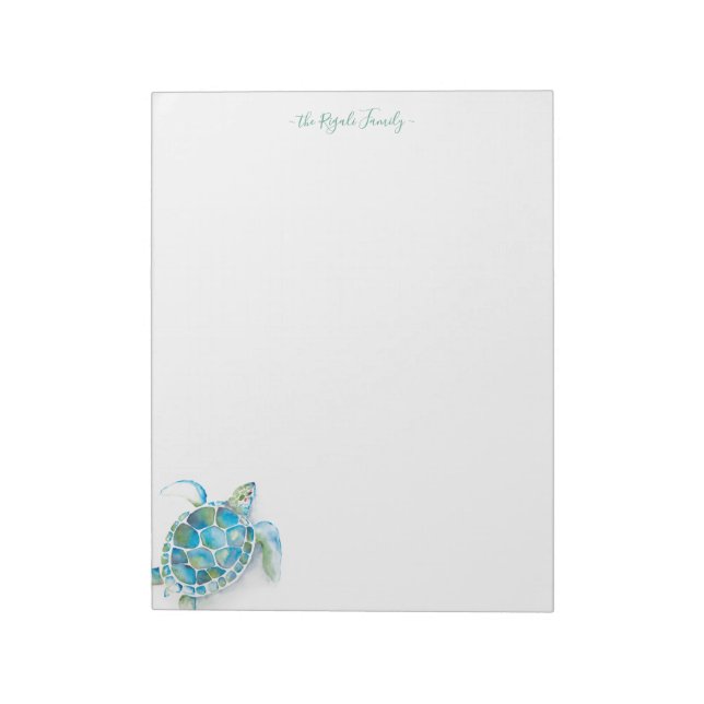 Bloc De Notas Notepads personalizados Turtle acuarela (Lado Izquierdo)