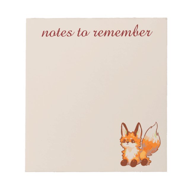 Bloc De Notas Notes to remember, Fox, vosje (Frente)