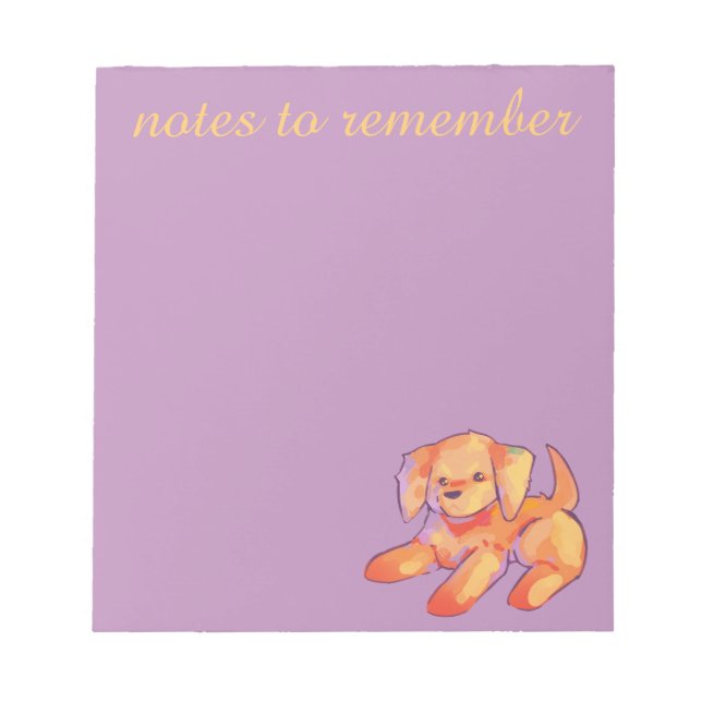Bloc De Notas Notes to remember, golden retriever puppy  (Frente)