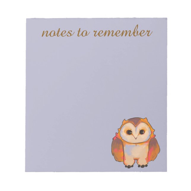 Bloc De Notas Notes to remember owl. (Frente)