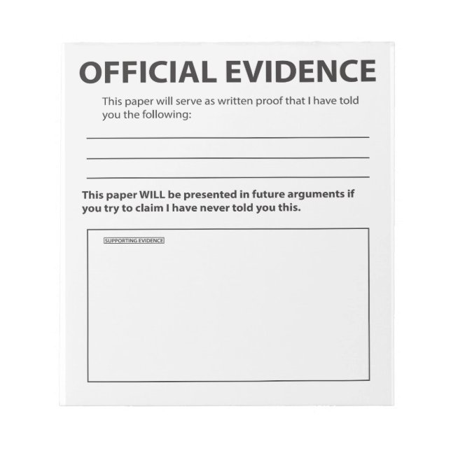 Bloc De Notas Novedad Evidencia Oficial Graciosa Notepad (Frente)