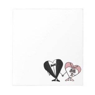 Bloc De Notas Novia divertida y Groom Hearts Art