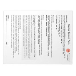 Bloc De Notas *Nuevo* Consentimiento de waxing del salón de bell