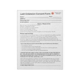 Bloc De Notas *Nuevo* Registro de consentimiento de latigazos