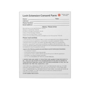 Bloc De Notas *Nuevo* Registro de consentimiento de latigazos
