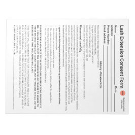 Bloc De Notas *Nuevo* Registro de consentimiento de latigazos