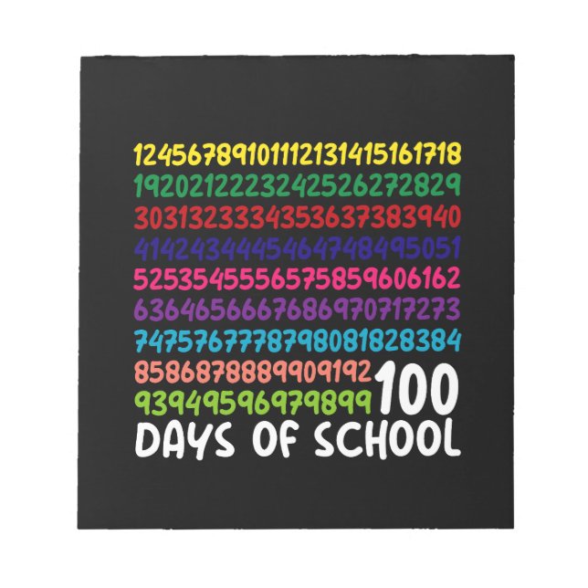 Bloc De Notas Números matemáticos 100 días de escolares (Frente)