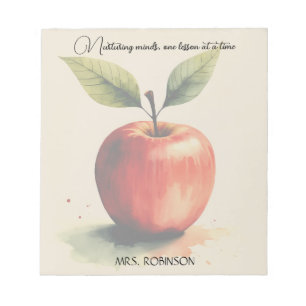 Bloc De Notas Nurture Minds Watercolor Apple Teacher Gift